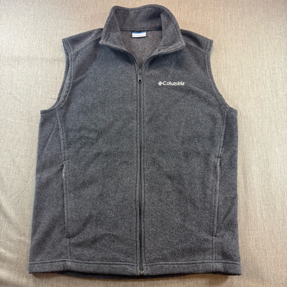 Columbia Mens Vest Gray Size Small Soft Comfortable Fleece Sleeveless Jacket